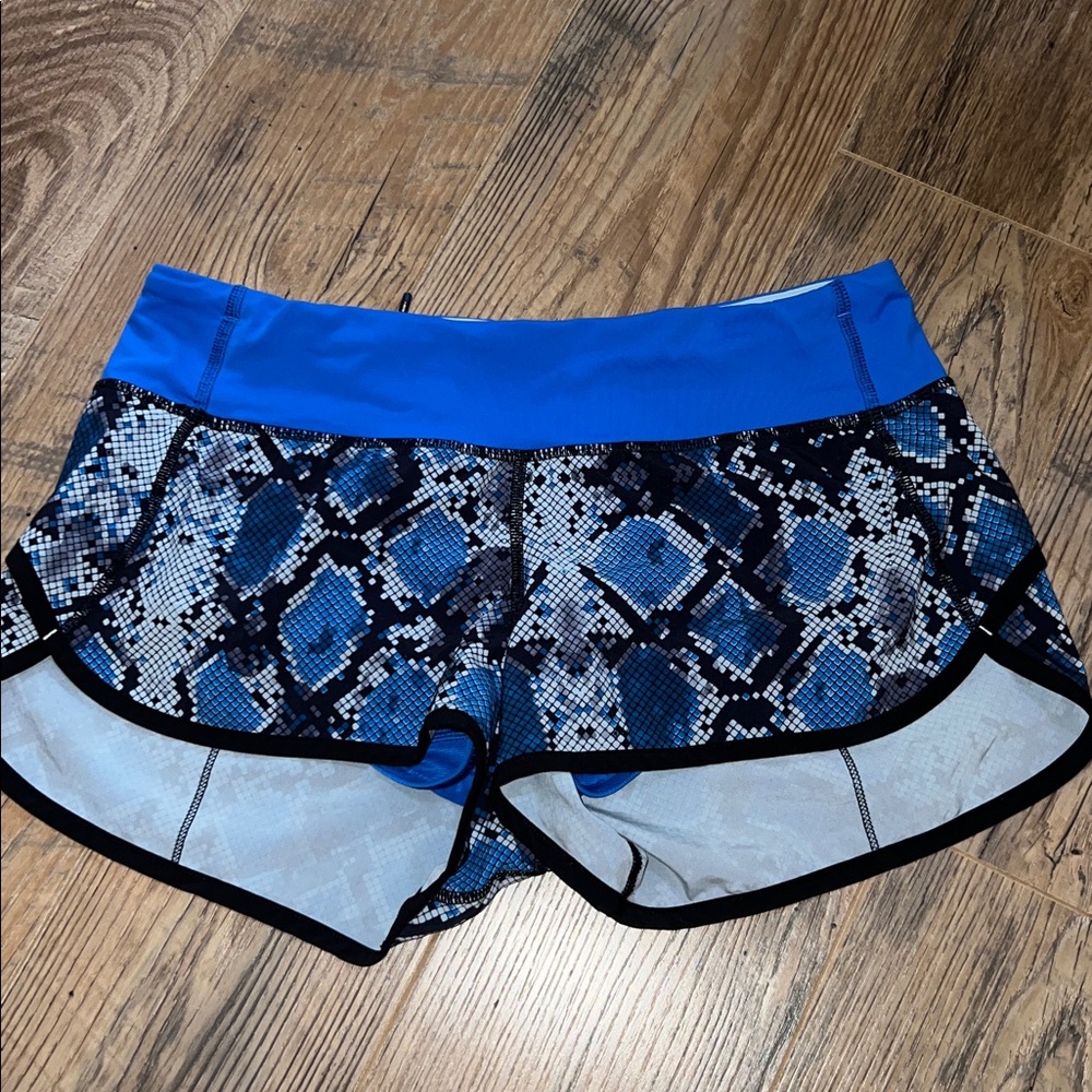 lululemon athletica Blue Snake Print Athletic Shorts